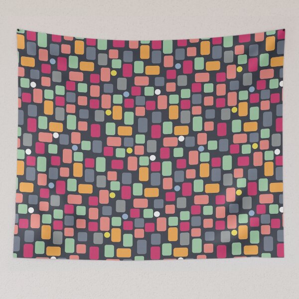 Item preview, Scattered pattern from colorful rectangles on dark blue designed and sold by colorofmagic.