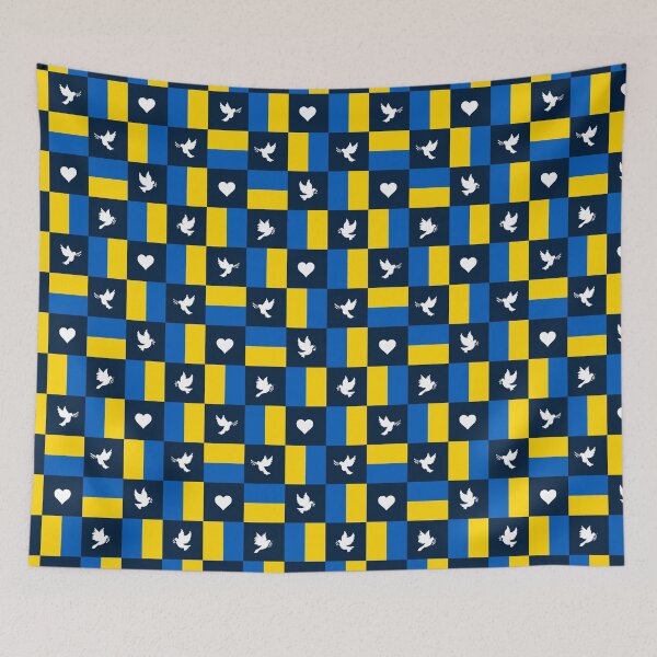 Item preview, Peace doves and hearts on Ukrainian colors designed and sold by colorofmagic.