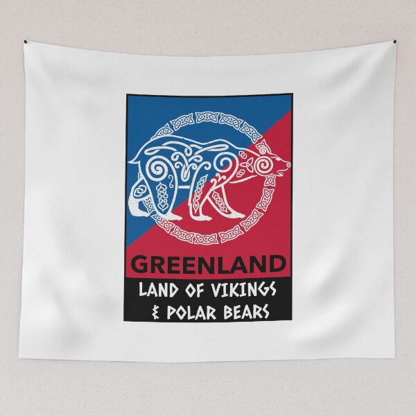 Item preview, Greenland Land Of Vikings & Polar Bears Red Blue Viking Art designed and sold by GraTEEtude.