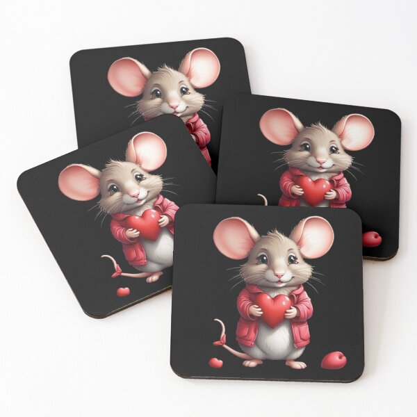 Item preview, Cute forest mouse holding a red love heart designed and sold by fawzimorsy.