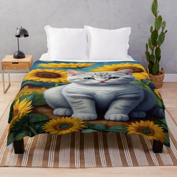 Item preview, cute kitty british shorthair cat with sunflowers designed and sold by dimaxstore.