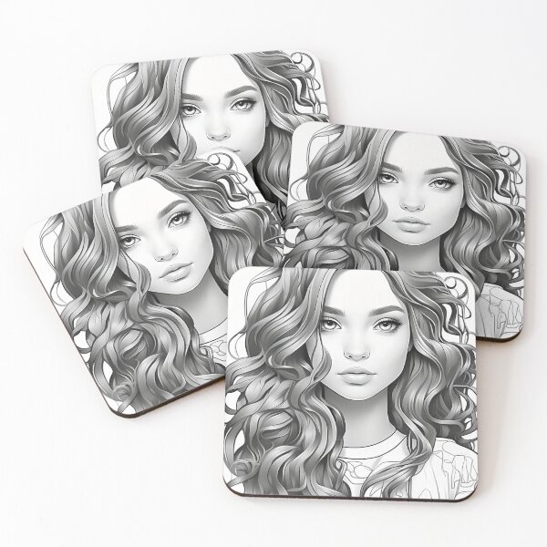 Item preview, beautiful young girl with gorgeous hair t-shirts shades of gray that need to be colored designed and sold by naivnoia.