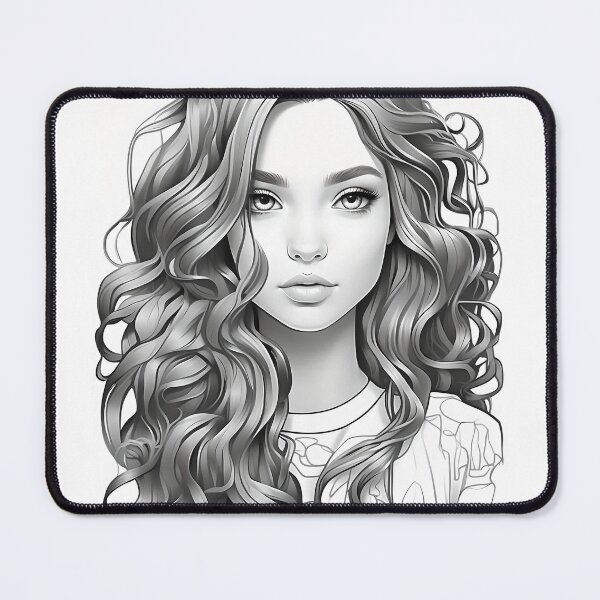 Item preview, beautiful young girl with gorgeous hair t-shirts shades of gray that need to be colored designed and sold by naivnoia.