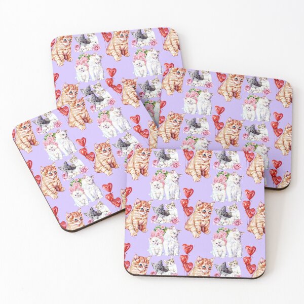 Item preview, Kitties and Roses Lilac designed and sold by Katariina Purru.