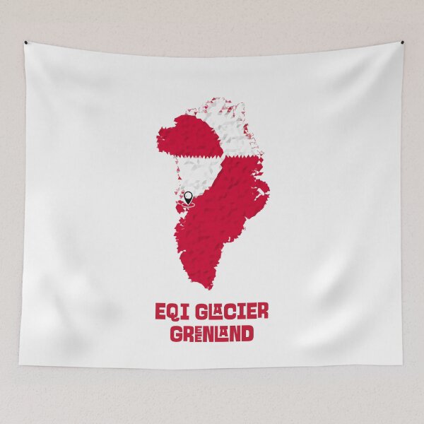 Item preview, Eqi Glacier Greenland Map Red White Kalaallit Nunaat designed and sold by GraTEEtude.