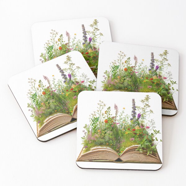 Item preview, flowers on books, book pages, notebooks, magical world, magical creatures, world of books, creatures on book pages, book clipart, digital paper craft, nursery art, card making designed and sold by Witoon077.