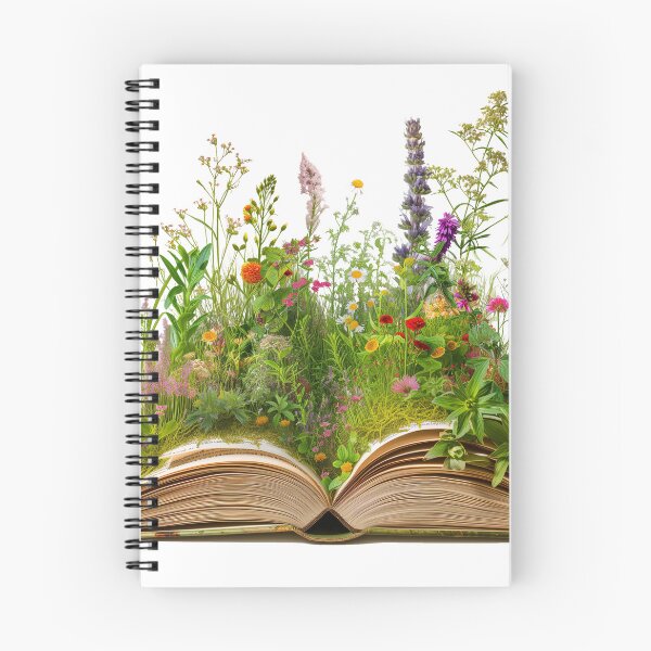 Item preview, flowers on books, book pages, notebooks, magical world, magical creatures, world of books, creatures on book pages, book clipart, digital paper craft, nursery art, card making designed and sold by Witoon077.