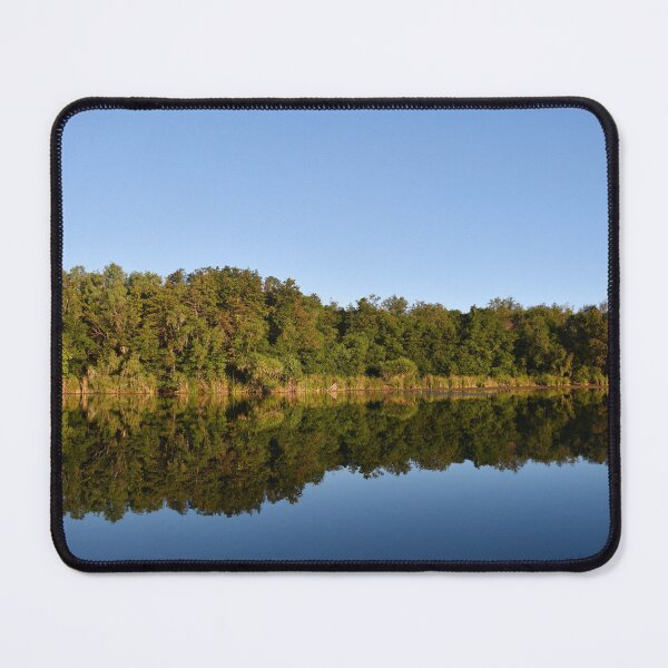 Item preview, A tree-lined river bank reflected in the water. designed and sold by EAnneH.