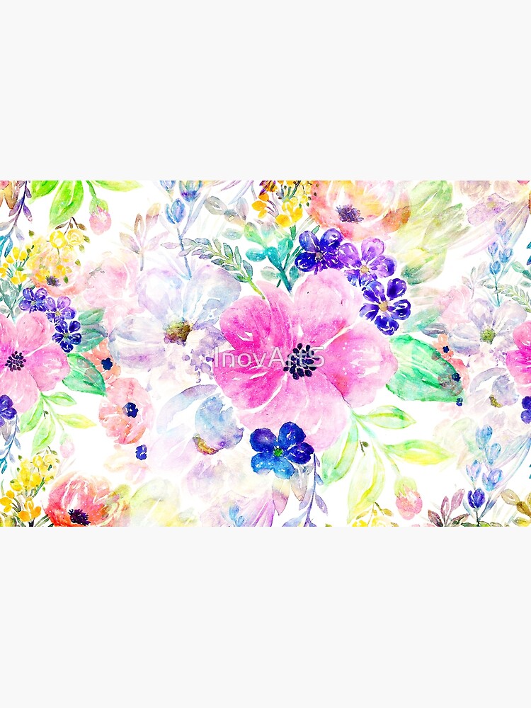 Aperçu 2 sur 2. Skin adhésive d'ordinateur avec l'œuvre Jolies fleurs roses aquarelle florale créée et vendue par InovArtS.