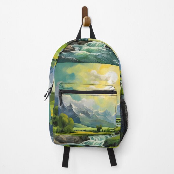 Item preview, Mountain river landscape with green fields designed and sold by enhan.