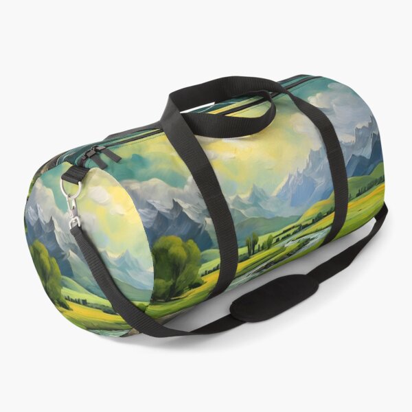 Item preview, Mountain river landscape with green fields designed and sold by enhan.
