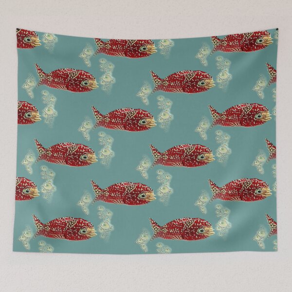 Item preview, Cute Bubbly Red Fish Swim designed and sold by kristalcurt.