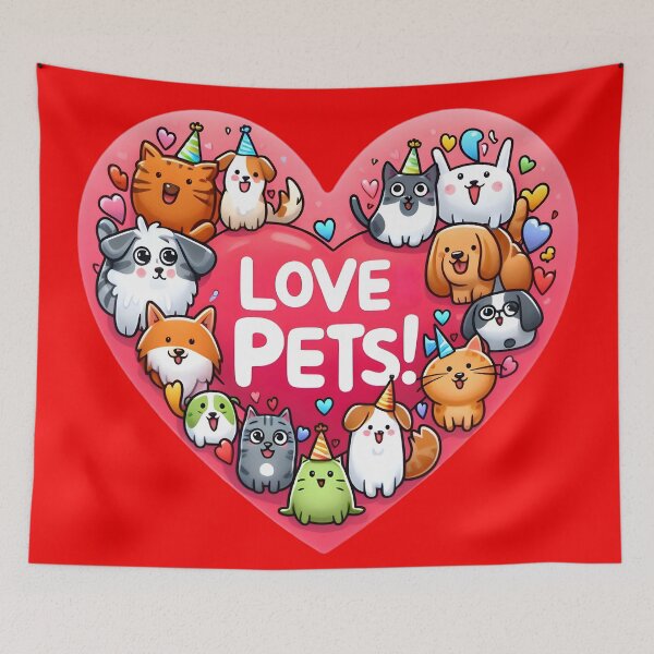 Item preview, Pets' Gala: Hearts, Hats, Joyful Art on Display. designed and sold by AI-Only Creations.