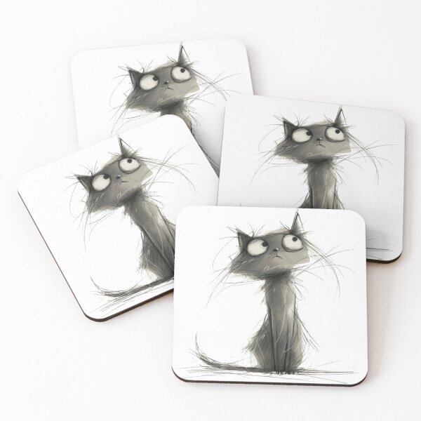 Item preview, Yikes !! Startled Whiskers - scruffy black cat designed and sold by Passionac.