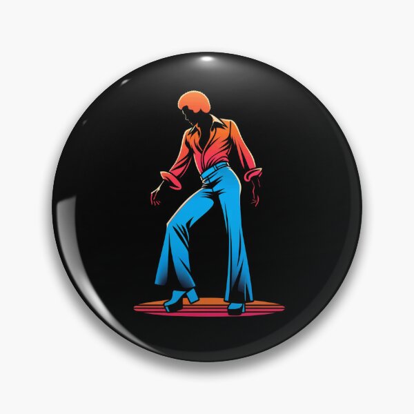 Artikelvorschau, Disco-Ära-Mann-Silhouette in Blau und Orange entworfen und verkauft von TeeTown Treasure.
