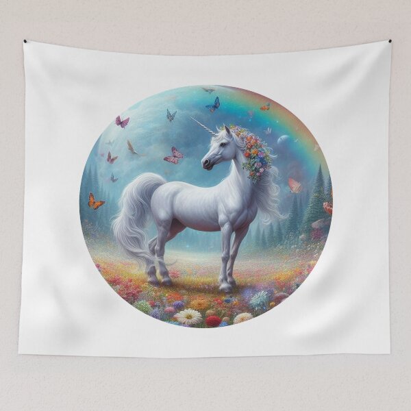 Item preview, Unicorn flowers and butterflies designed and sold by SommeryLaser.