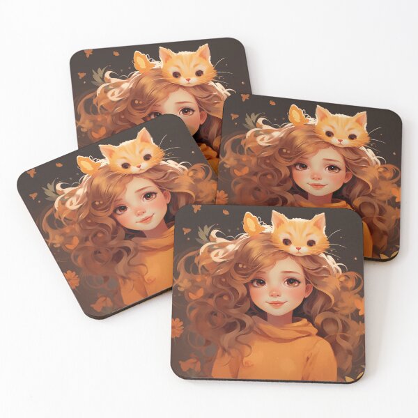 Item preview, the girl and cat on head designed and sold by WarmHeartedArt.