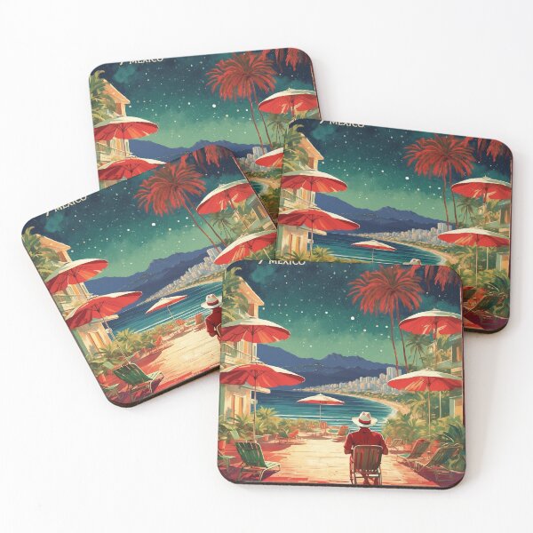 Item preview, Acapulco Beach Starry Night Mexico Vintage Poster designed and sold by TravelersGems.