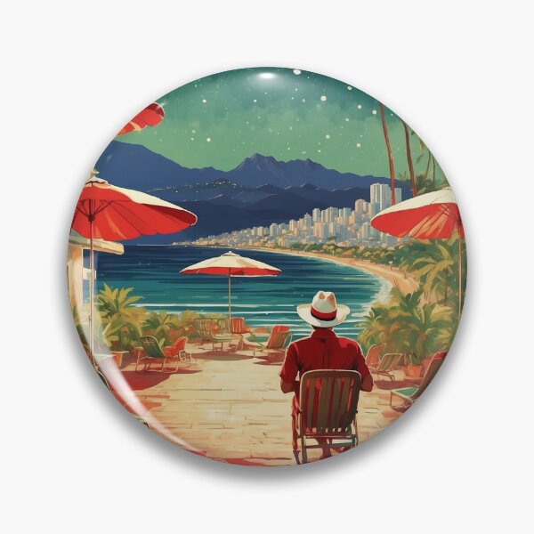 Item preview, Acapulco Beach Starry Night Mexico Vintage Poster designed and sold by TravelersGems.