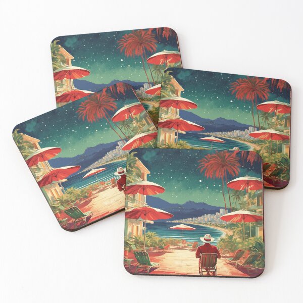 Item preview, Acapulco Beach Starry Night Mexico Vintage Poster designed and sold by TravelersGems.