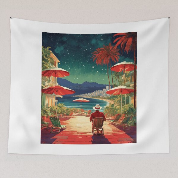 Item preview, Acapulco Beach Starry Night Mexico Vintage Poster designed and sold by TravelersGems.