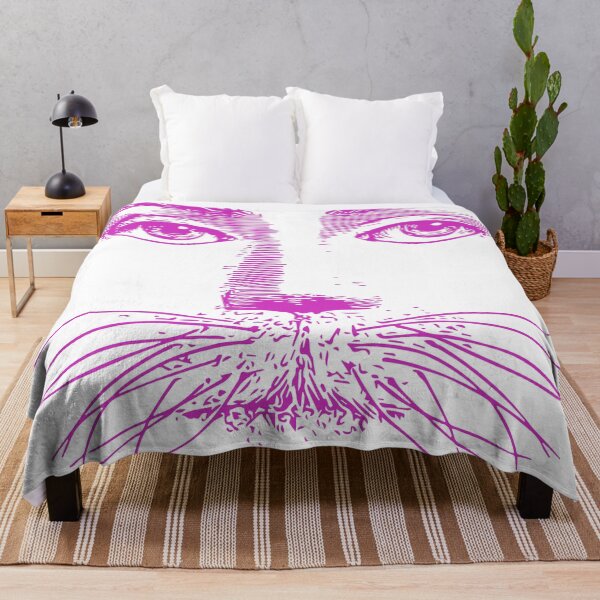 Item preview, Arte lineal colorido surrealista abstracto de mujer gato inspirado en Josef Manes designed and sold by PrintShangri-La.