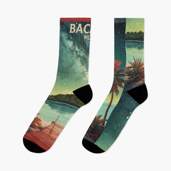 Item preview, Bacalar Beach Starry Night Mexico Vintage Poster designed and sold by TravelersGems.