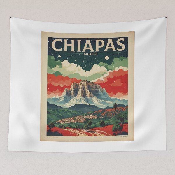 Artikelvorschau, Chiapas Mexiko Sternennacht und Mond Vintage Poster entworfen und verkauft von TravelersGems.