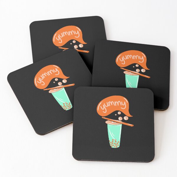 Item preview, boba tea bubble milk matcha tea orange brown pattern designed and sold by DesignYourWaystore.