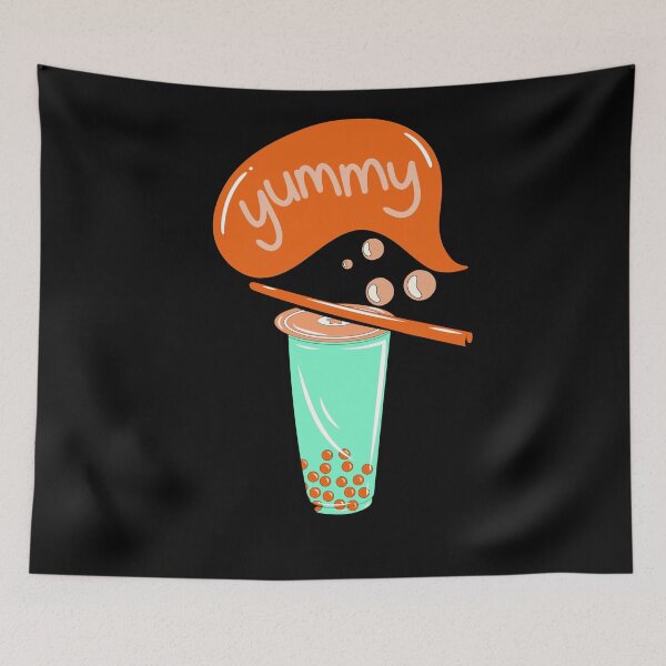 Item preview, boba tea bubble milk matcha tea orange brown pattern designed and sold by DesignYourWaystore.