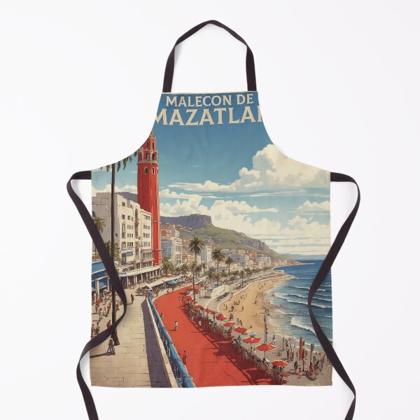 Item preview, Malecon de Mazatlan Beach Mexico Vintage Poster designed and sold by TravelersGems.