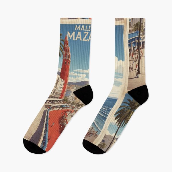 Item preview, Malecon de Mazatlan Beach Mexico Vintage Poster designed and sold by TravelersGems.
