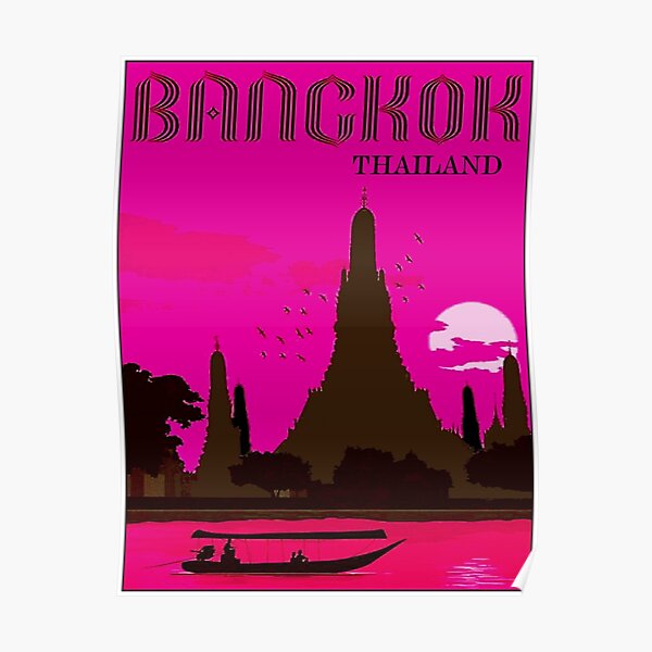THAILAND : Vintage Bangkok Travel Advertising Print Poster