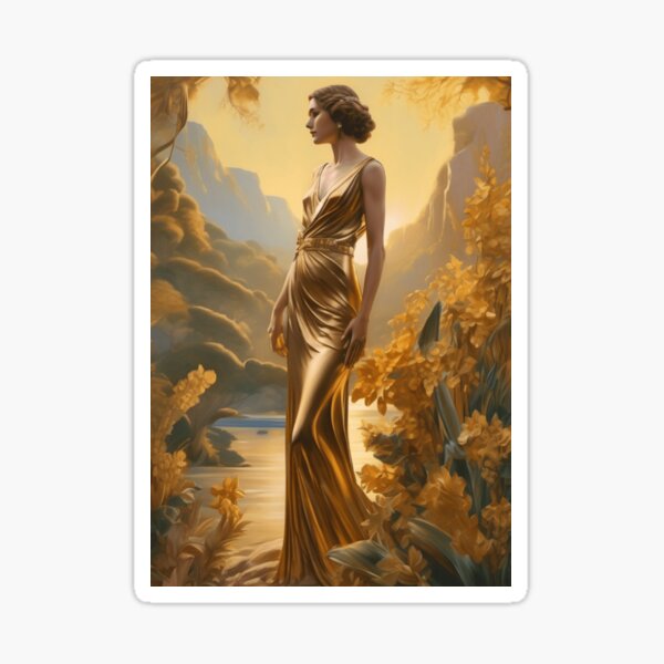 Aperçu de l'œuvre Dame d'or art déco créée et vendue par BubbleTextBox.