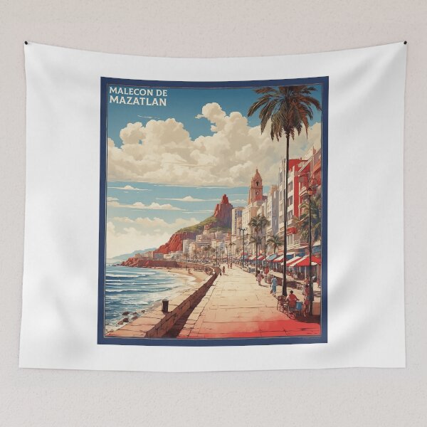 Item preview, Malecon de Mazatlan Beach Mexico Vintage Poster 2 designed and sold by TravelersGems.