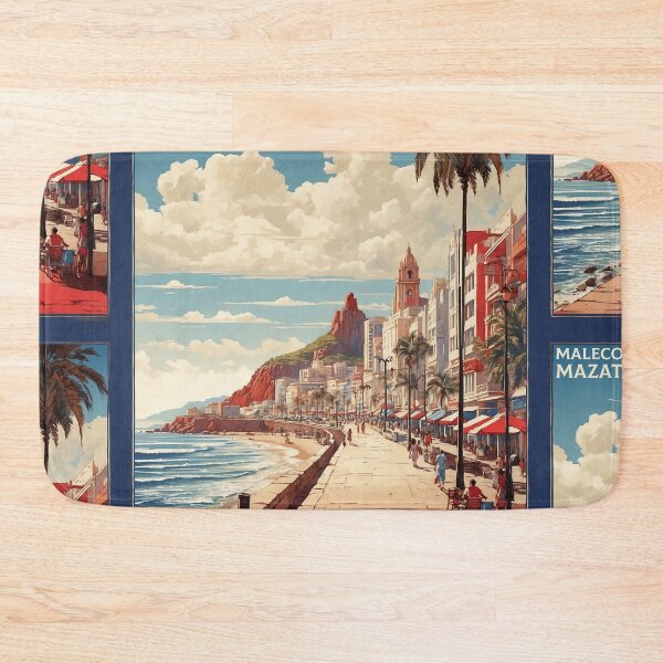 Item preview, Malecon de Mazatlan Beach Mexico Vintage Poster 2 designed and sold by TravelersGems.