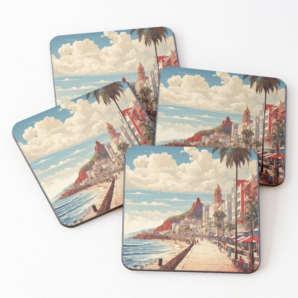 Item preview, Malecon de Mazatlan Beach Mexico Vintage Poster 3 designed and sold by TravelersGems.