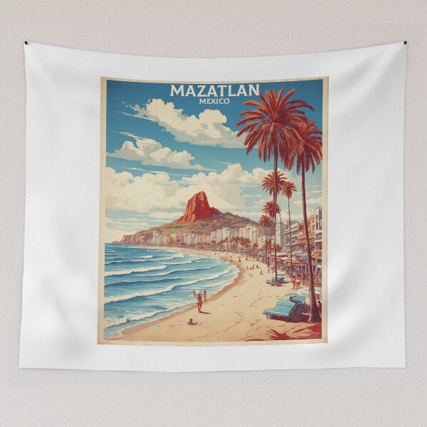 Item preview, Mazatlan Beach Mexico Vintage Poster designed and sold by TravelersGems.