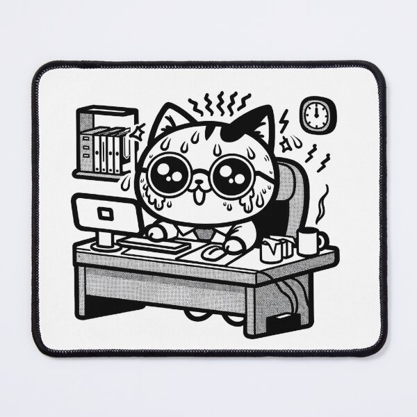 Item preview, Cute and kawaii busy programmer cat, engineer, working hard overtime designed and sold by perfect-radius.