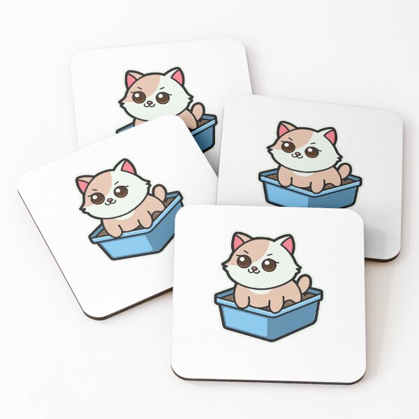 Item preview, funny cats cartoon-Chubby Cat in Litter Box designed and sold by Design_for_merch.