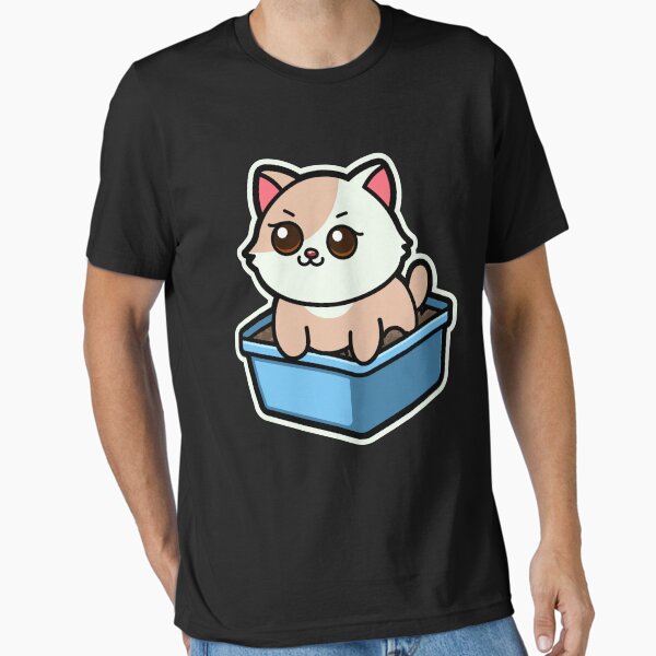 Item preview, funny cats cartoon-Chubby Cat in Litter Box designed and sold by Design_for_merch.