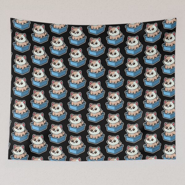 Item preview, funny cats cartoon-Chubby Cat in Litter Box designed and sold by Design_for_merch.