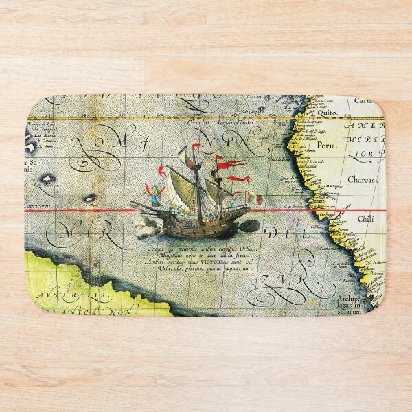 Item preview, Magellans ship Victoria, Antique Map Pacific Ocean 1589 designed and sold by BulganLumini.