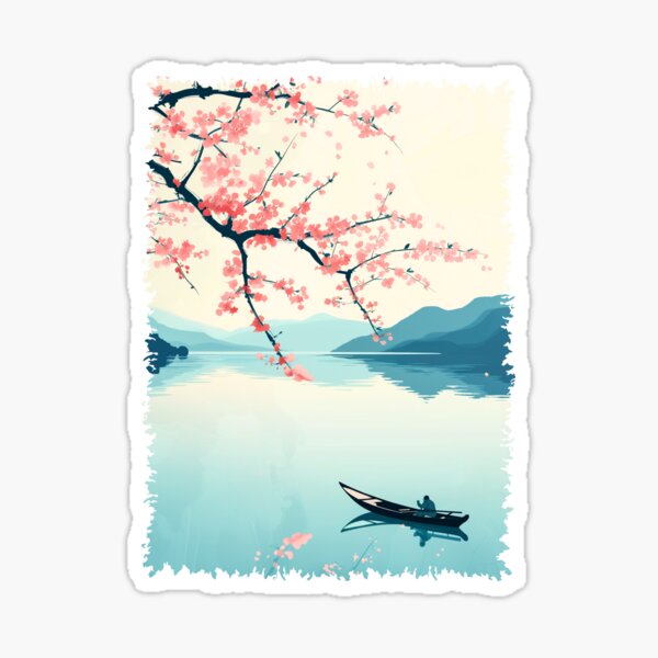Item preview, Cherry Blossom & Lake Artwork designed and sold by SimEdd92.