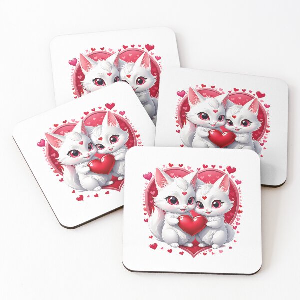 Item preview, Kawaii Cute Cats With Hearts, For Cat Lovers, and Anime Lovers designed and sold by ColorFlick.