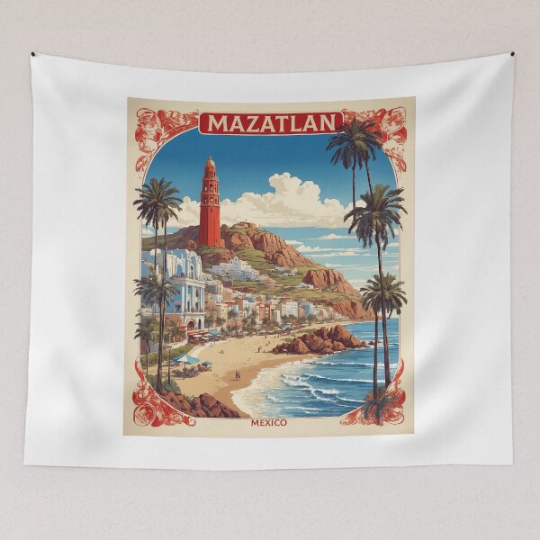 Item preview, Mazatlan Beach Mexico Vintage Poster 5 designed and sold by TravelersGems.