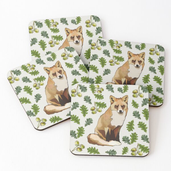 Item preview, Fox with Oak Leaves Acorns by BeeFoxTree (cream) designed and sold by BeeFoxTree.