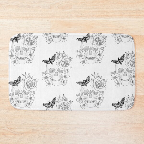Item preview, Human Skull with Flowers and Moth Illustration designed and sold by Idle Morrow.
