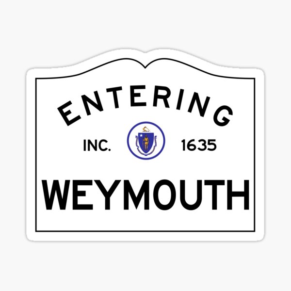 Entering Weymouth Massachusetts - Commonwealth of Massachusetts Road Sign Sticker