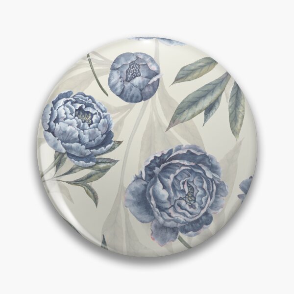 Item preview, Watercolor indigo blue Peonies and translucent leaves pattern with yellow background. designed and sold by NadyaSaen.